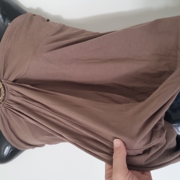 River Island, brown halter neck top, stretchy material, size 10 - Picture 3 of 7